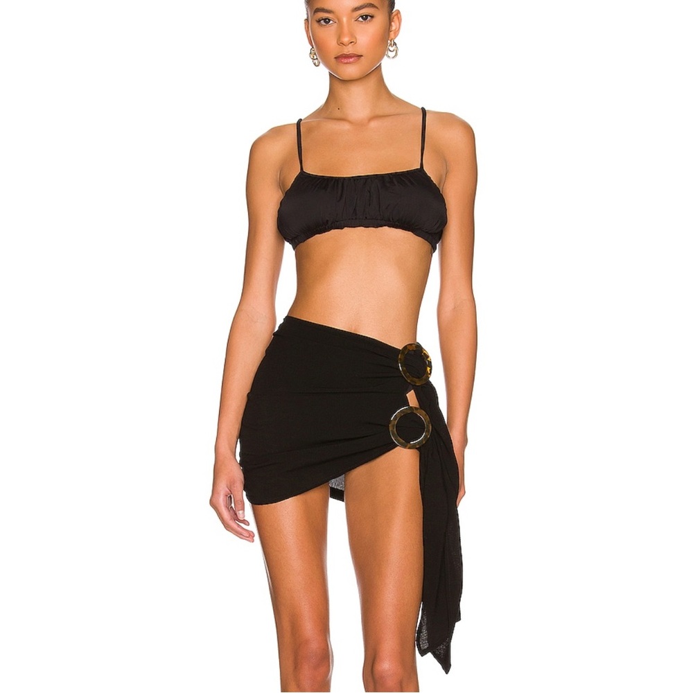 REVOLVE / LOVEWAVE Black Wrap Coverup Skirt